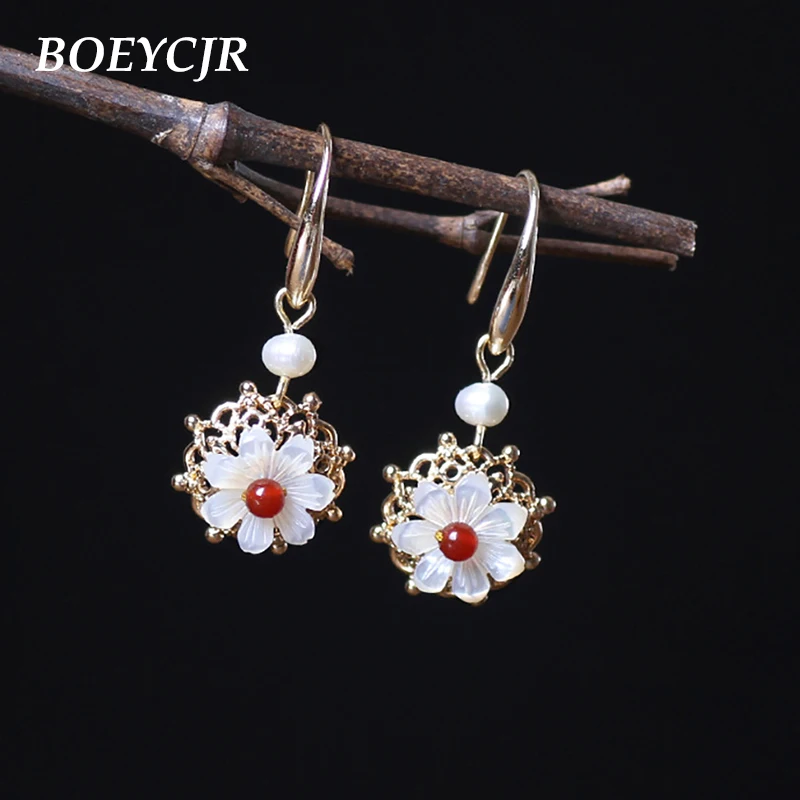 BOEYCJR Ethnic Vintage Shell Flower Red Stone Bead Dangle Earrings Fashion Jewelry Drop Hook Earrings For Women Gift 2019
BOEYCJR Ethnic Vintage Shell Flower Red Stone Bead Dangle Earrings Fashion Jewelry Drop Hook Earrings For Women Gift 2019
