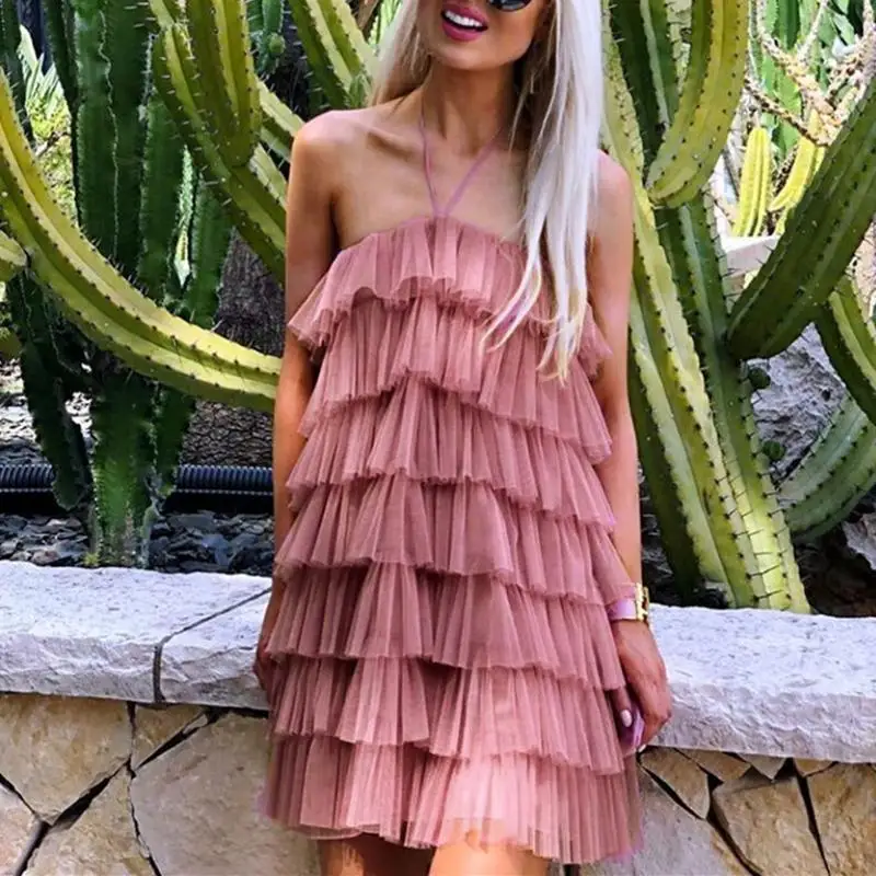 Turmeric Sexy dresses woman party night layered cake party dress Ruffled sleeveless dresses female Halter mesh short dress women
Turmeric Sexy dresses woman party night layered cake party dress Ruffled sleeveless dresses female Halter mesh short dress women