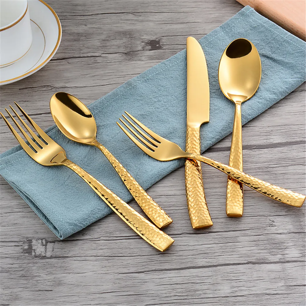 Luxury Tableware Set 304 Stainless Steel Plating Gold Cutlery Dinnerware Knife Fork Black Set Cutleries Western Food Set 5pcs
Luxury Tableware Set 304 Stainless Steel Plating Gold Cutlery Dinnerware Knife Fork Black Set Cutleries Western Food Set 5pcs