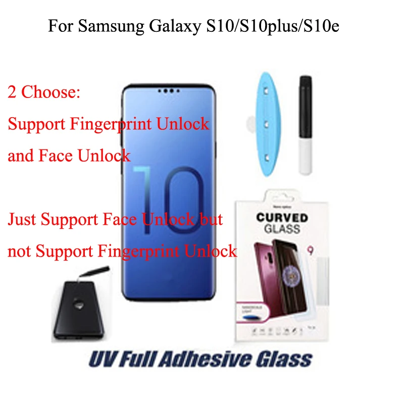 10sets/lot 5D UV Liquid Curved Full Glue Tempered Glass For Samsung Galaxy S10 5G S10 S10plus S10E Support fingerprint unlock
10sets/lot 5D UV Liquid Curved Full Glue Tempered Glass For Samsung Galaxy S10 5G S10 S10plus S10E Support fingerprint unlock