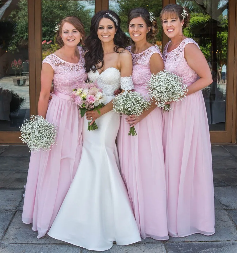 High Quality Blush Pink Chiffon Lace Bridesmaid Dresses A Line Floor Length Long Wedding Party Dress Custom Made Women Gowns
High Quality Blush Pink Chiffon Lace Bridesmaid Dresses A Line Floor Length Long Wedding Party Dress Custom Made Women Gowns