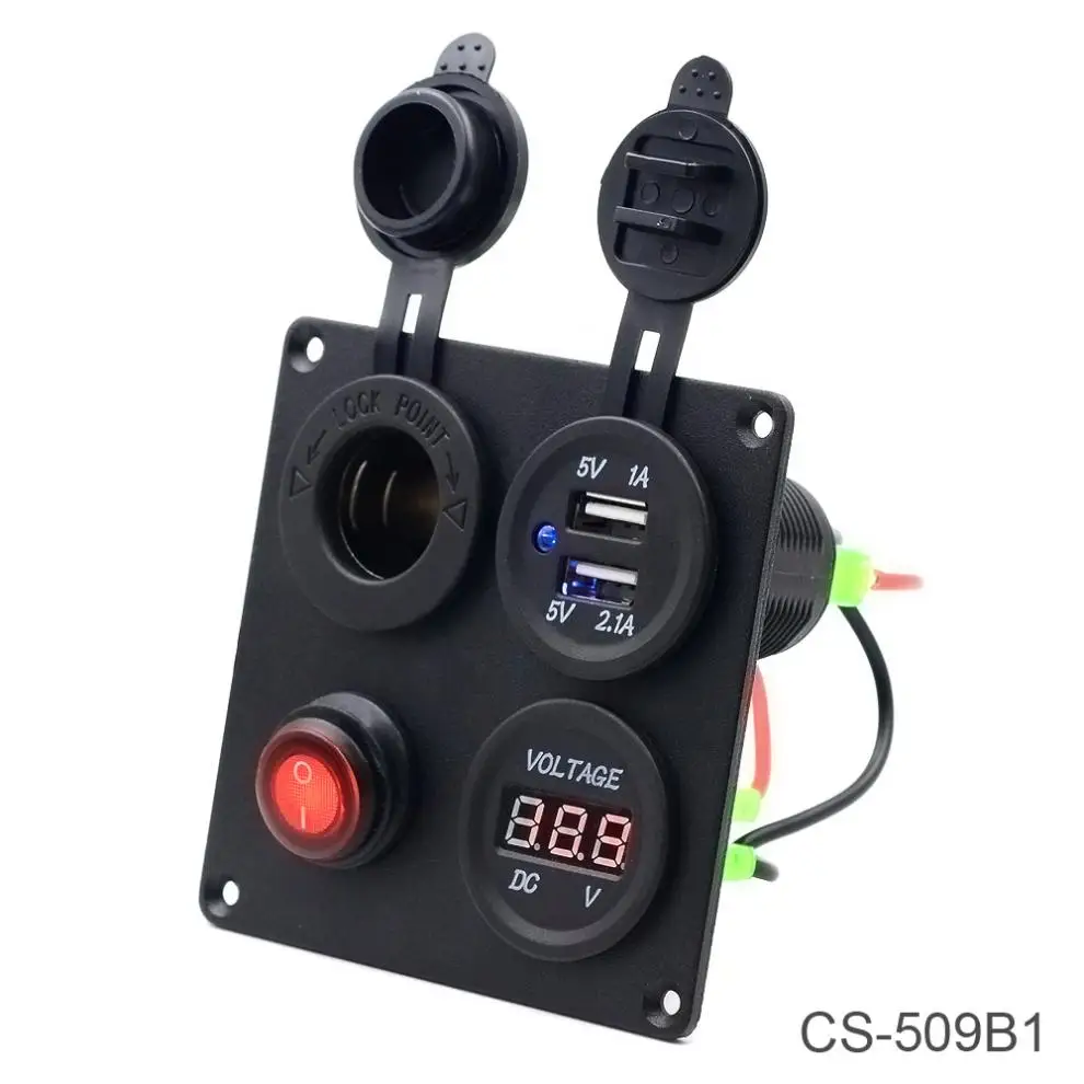 5V 3.1A Aluminium Plate Independent Switch Dual USB Combination Panel with Voltmeter Suitable for Cars / Truck / Boat
5V 3.1A Aluminium Plate Independent Switch Dual USB Combination Panel with Voltmeter Suitable for Cars / Truck / Boat