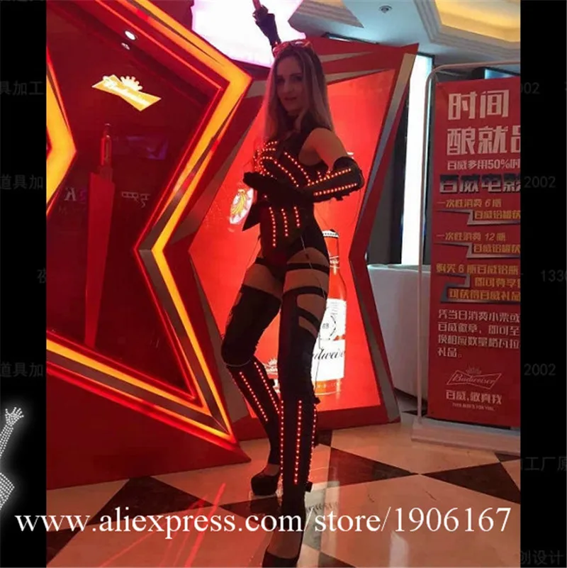 Fashion Led Luminous Ballroom Women Costume Sexy Lady Dancing Nightclub Party Stage Dress Clothing01