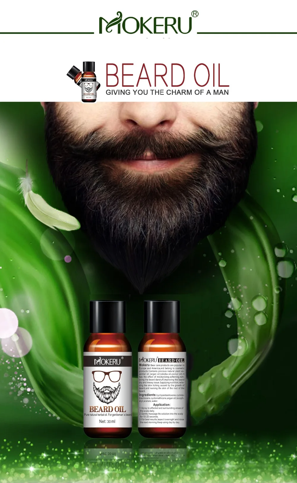 Beard Oil 100% Natural Organic Mokeru Beard Growth Oil Beard Oil 100% Natural Organic Mokeru Beard Growth Oil