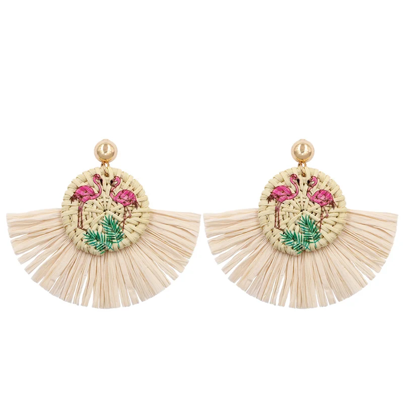 Straw Woven Wooden Earrings for Women Flamingo Rattaan Raffia Earring Bohemian Tassel Earing Statement Jewelry Pendientes Mimbre
Straw Woven Wooden Earrings for Women Flamingo Rattaan Raffia Earring Bohemian Tassel Earing Statement Jewelry Pendientes Mimbre