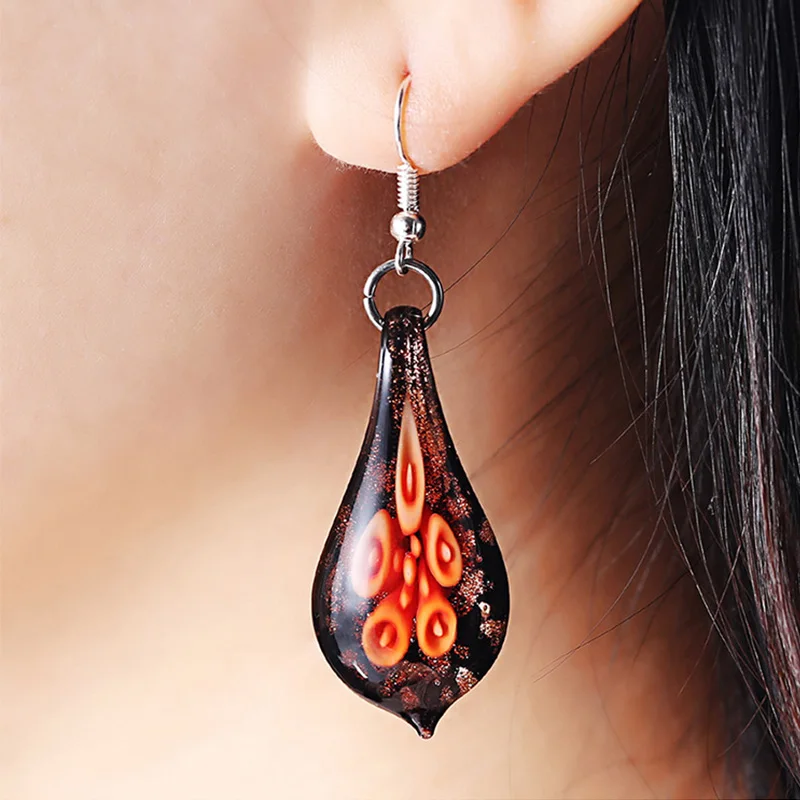 WEIYU Water Drop Murano Glass Pendant Earrings Ethnic Lampwork Flower Dangle Earring for Women Valentine's Day Wedding Jewelry
WEIYU Water Drop Murano Glass Pendant Earrings Ethnic Lampwork Flower Dangle Earring for Women Valentine's Day Wedding Jewelry