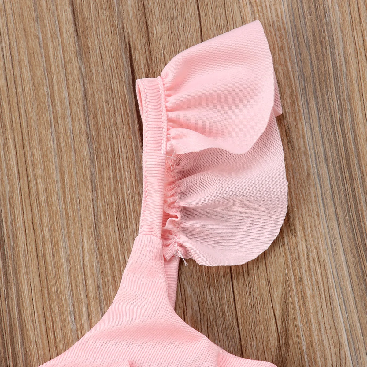 Pure Pink Ruffles Style One Piece Swimsuit For Baby Girl Bowknot Sweet
