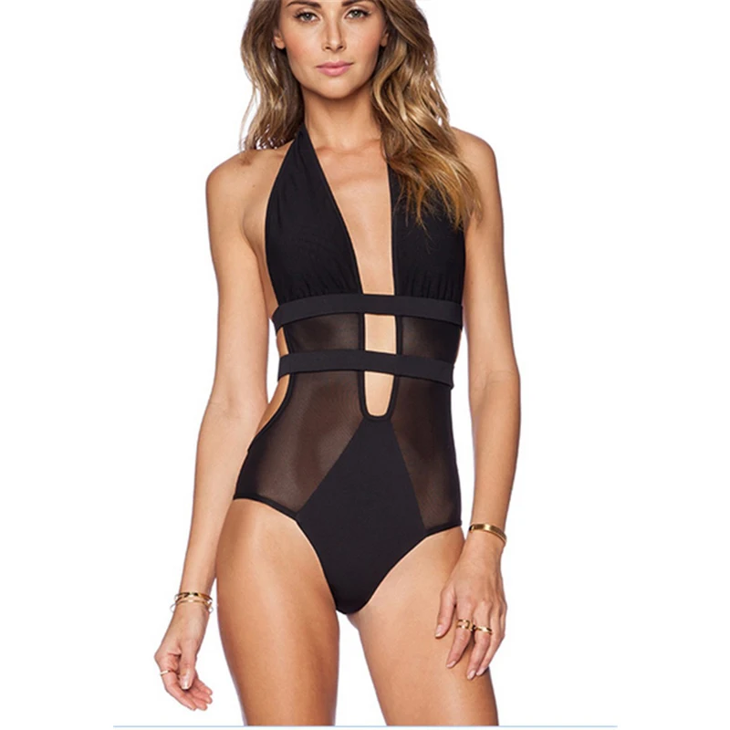2017 Black Halter Deep V Swimwear Mesh Monokini One Piece Bathing Suit Bandage High Cut Swimsuit Women Swimwear Black Solid
2017 Black Halter Deep V Swimwear Mesh Monokini One Piece Bathing Suit Bandage High Cut Swimsuit Women Swimwear Black Solid