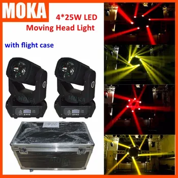 2 Pcs/lot 4*25W super beam led moving head light zoom with 2in1 flight case 130W High brightness strobe stage dj light
2 Pcs/lot 4*25W super beam led moving head light zoom with 2in1 flight case 130W High brightness strobe stage dj light