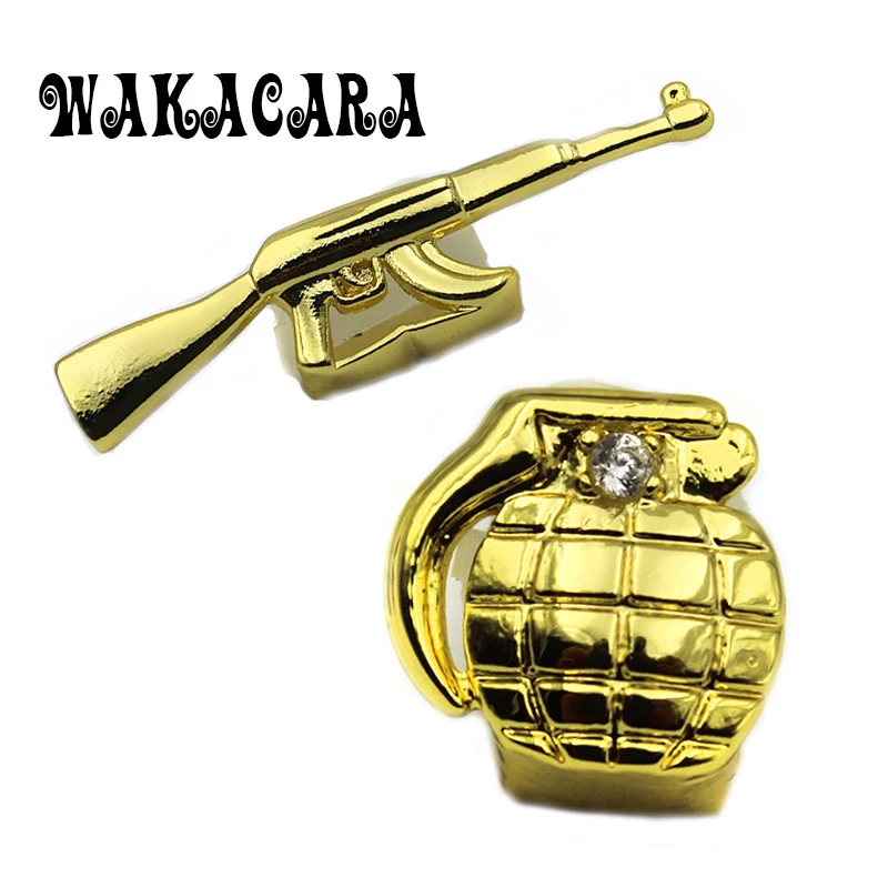 WAKACARA New Custom Fit Hip Hop Single AK47 Shape Tooth Grillz Cap Top & Bottom Grill gold Silver teeth caps
WAKACARA New Custom Fit Hip Hop Single AK47 Shape Tooth Grillz Cap Top & Bottom Grill gold Silver teeth caps