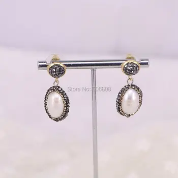 5Pairs Crystal Rhinestone Pave Pearl Dangle Earrings, Fresh Water Pearl Gold Color Earring
5Pairs Crystal Rhinestone Pave Pearl Dangle Earrings, Fresh Water Pearl Gold Color Earring
