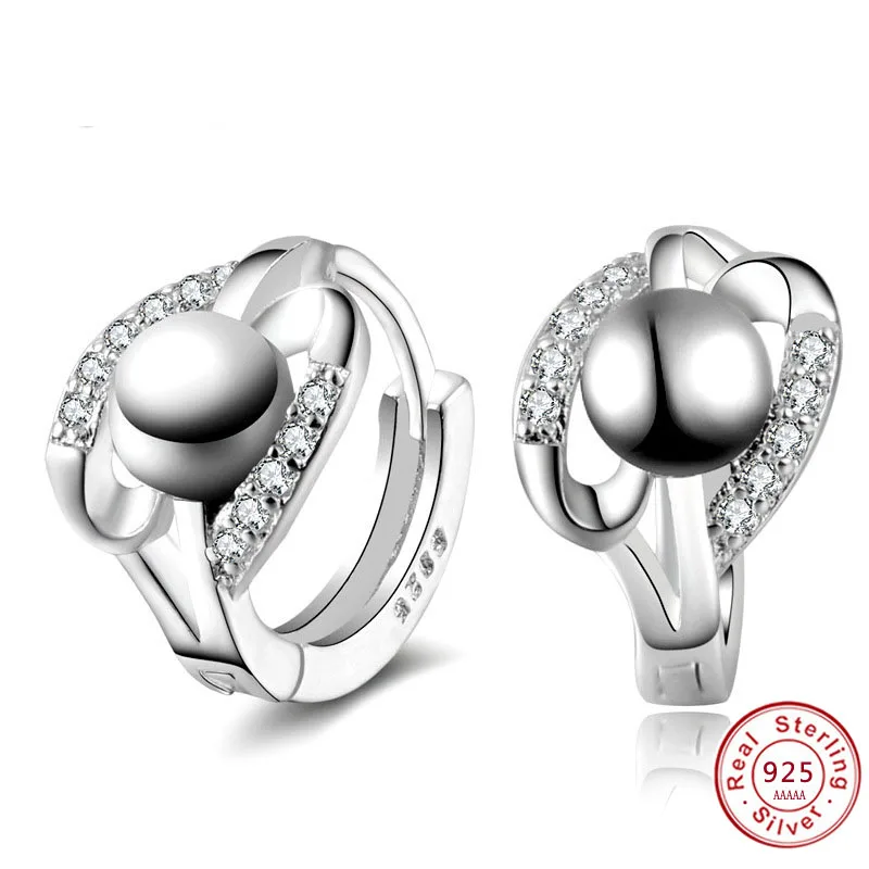Fashion Women 925 sterling silver Stud Earrings with Crystal inlaid Double ball Ear Buckle costume jewelry brincos pendientes
Fashion Women 925 sterling silver Stud Earrings with Crystal inlaid Double ball Ear Buckle costume jewelry brincos pendientes