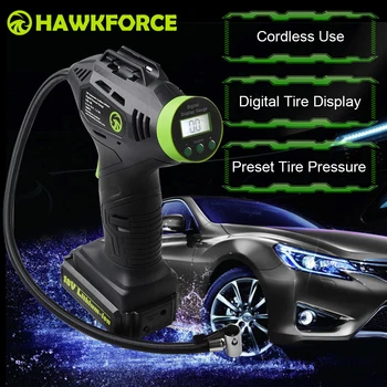 18V Digital Cordless Tire Inflator Rechargeable Air Pump HAWKFORCE Portable Handheld Compressor With LED Light for Car Ball
18V Digital Cordless Tire Inflator Rechargeable Air Pump HAWKFORCE Portable Handheld Compressor With LED Light for Car Ball
