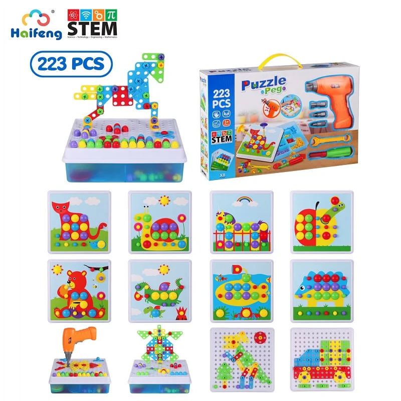 223pcs Children Toys Drill Set Electric Drill Nut Disassembly Match Tool Educational Toys Mosaic Design Tools Kit STEM Toys Gift
223pcs Children Toys Drill Set Electric Drill Nut Disassembly Match Tool Educational Toys Mosaic Design Tools Kit STEM Toys Gift