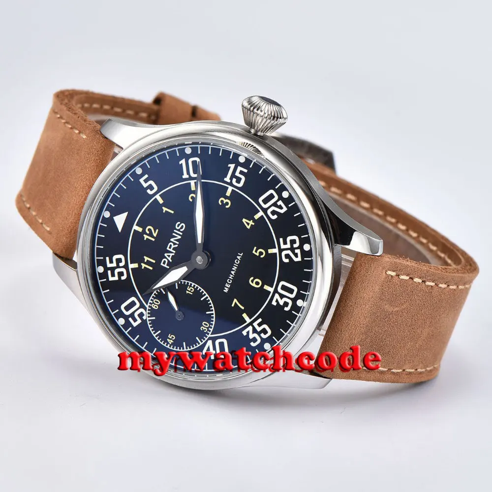 44mm parnis black dial seagull hand winding 6497 mechanical mens wristwatch P680
44mm parnis black dial seagull hand winding 6497 mechanical mens wristwatch P680