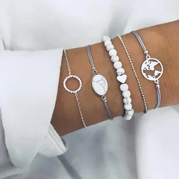 Tocona Bohemian Silver Color Map Stone Layered Bracelets Set for Women Girl Geometric Green Beads Pendant Bracelet Bangle 6906
Tocona Bohemian Silver Color Map Stone Layered Bracelets Set for Women Girl Geometric Green Beads Pendant Bracelet Bangle 6906