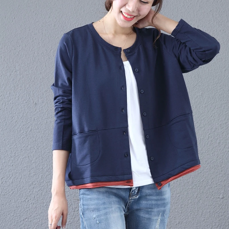 2018 spring new cotton large size single row stitching loose Korean short jacket female spring autumn cardigan
2018 spring new cotton large size single row stitching loose Korean short jacket female spring autumn cardigan