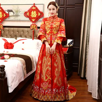 Red Traditional Female Wedding Qipao Elegant Oriental Bride Trailing Dress Chinese Overseas Marriage Suit Vintage Cheongsam
Red Traditional Female Wedding Qipao Elegant Oriental Bride Trailing Dress Chinese Overseas Marriage Suit Vintage Cheongsam