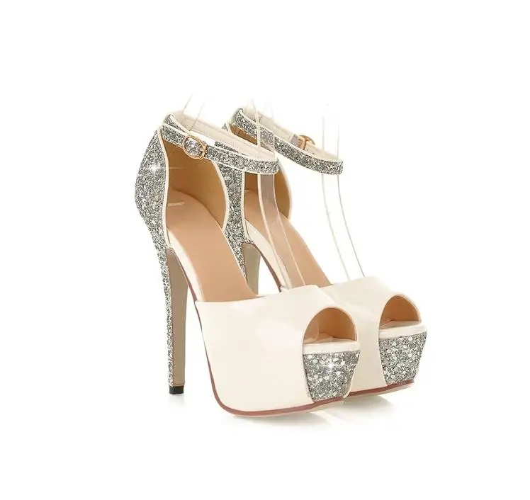 Glossy platform with fine with high-heeled sequins buckle fish mouth shoes women sandals spring and summer new size code 33-43 
Glossy platform with fine with high-heeled sequins buckle fish mouth shoes women sandals spring and summer new size code 33-43