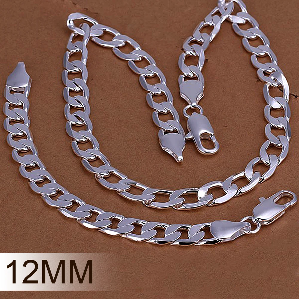 10sets Wholesale 925 Silver Jewelry Fashion jewelry 12 mm Men Necklace/Bracelet two-piece jewelry sets
10sets Wholesale 925 Silver Jewelry Fashion jewelry 12 mm Men Necklace/Bracelet two-piece jewelry sets