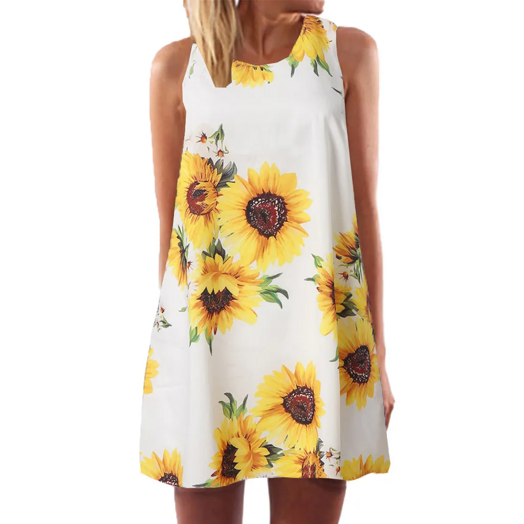 2019 Sunflower dress Women Summer casual Vintage Boho Sleeveless Beach Printed Short Mini Dress for Party vestidos boho fiesta
2019 Sunflower dress Women Summer casual Vintage Boho Sleeveless Beach Printed Short Mini Dress for Party vestidos boho fiesta
