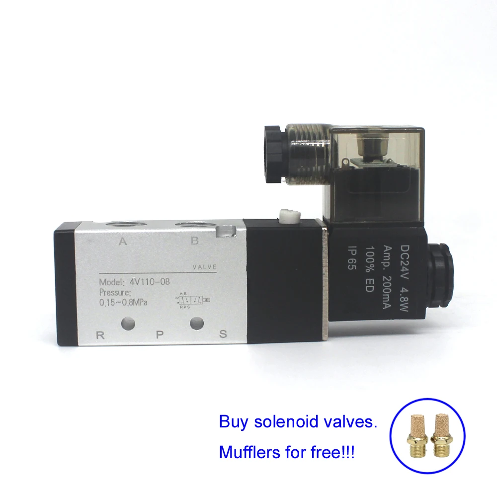 Hot sale 4V110-06 Pneumatic Solenoid Valve 5 Way 2&3 Position Electromagnetic Valve with 12V 24V 110V 220V Coil Volt
Hot sale 4V110-06 Pneumatic Solenoid Valve 5 Way 2&3 Position Electromagnetic Valve with 12V 24V 110V 220V Coil Volt
