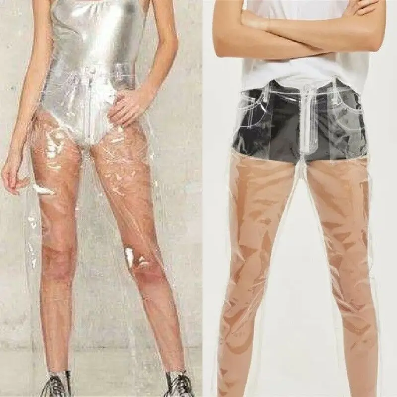 2019 New Women Transparency Wide Leg High Waist Pant Waterproof PVC Plastic Skinny Pants Loose Long Individuality Trousers 2019 New Women Transparency Wide Leg High Waist Pant Waterproof PVC Plastic Skinny Pants Loose Long Individuality Trousers