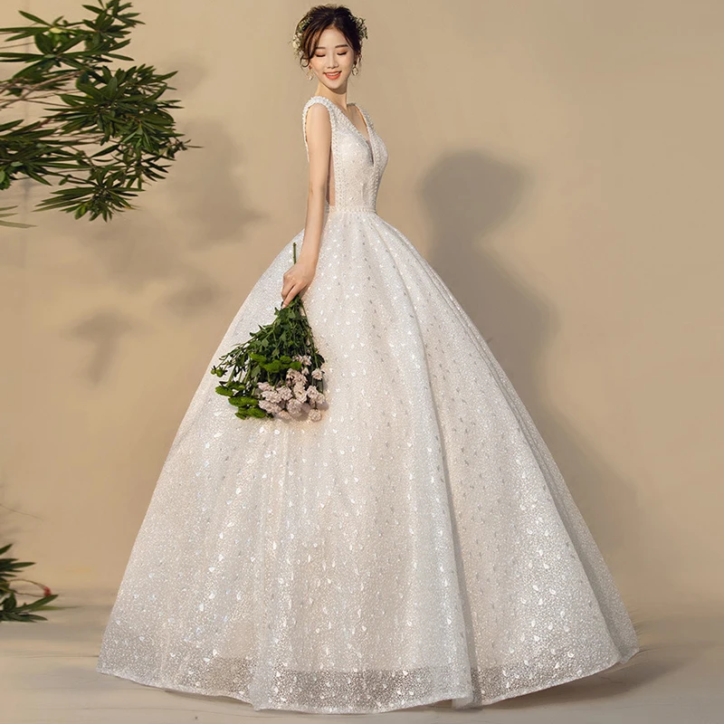 Bling Wedding Dresses 2019 New Luxury Beads Pearls Full V-neck Ball Gown Wedding Dress Can Custom Made Vestido De Noiva
Bling Wedding Dresses 2019 New Luxury Beads Pearls Full V-neck Ball Gown Wedding Dress Can Custom Made Vestido De Noiva