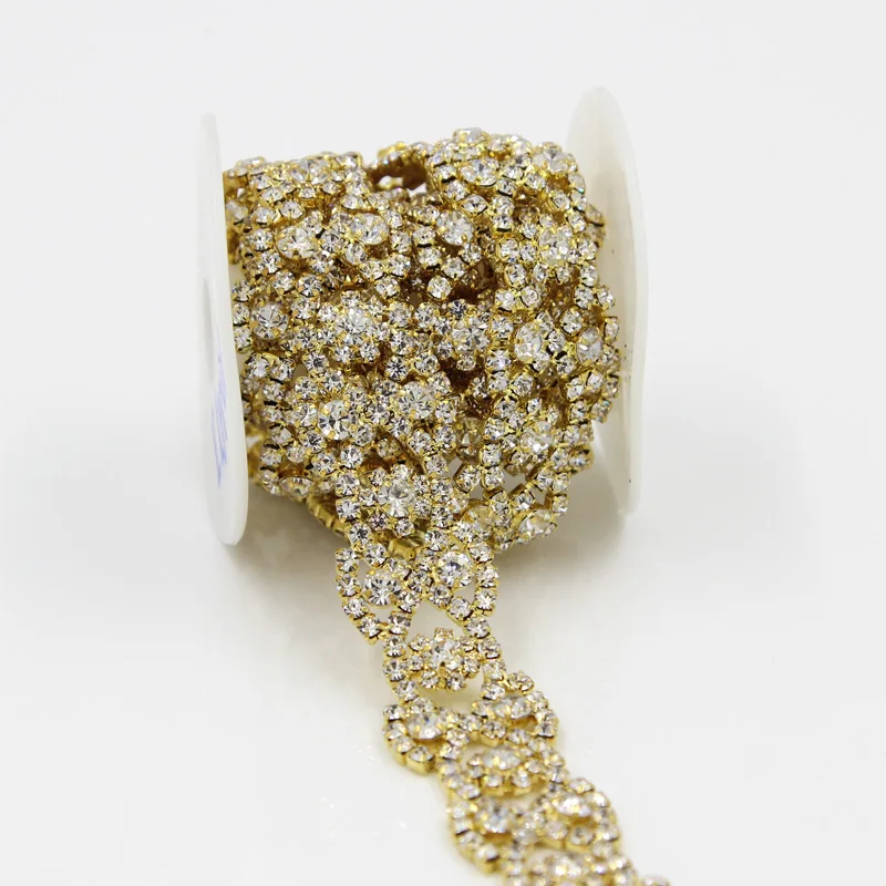 5Yards Gold Rhinestones Appliques Bridal Crystal Sewing Diamond Rhinestones Trim Sew On For Wedding Belt
5Yards Gold Rhinestones Appliques Bridal Crystal Sewing Diamond Rhinestones Trim Sew On For Wedding Belt