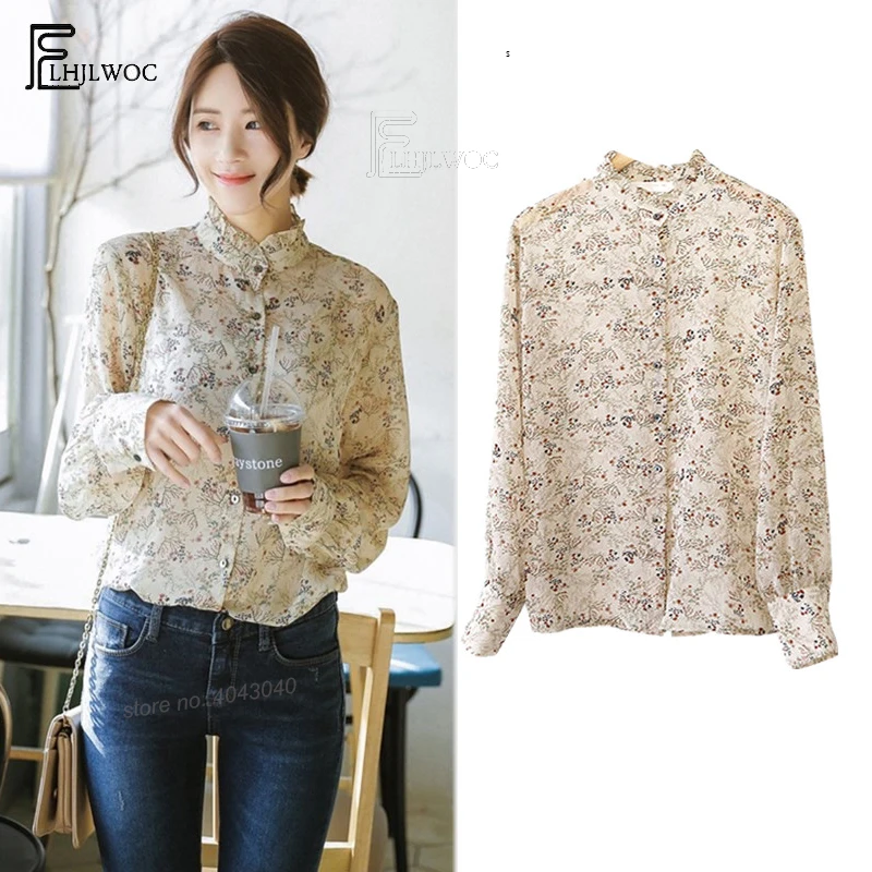 Floral Printed Blouses Shirts Women Fall Autumn Long Sleeve Cute Sweet Tops Temperament Lady Korean Transparent Button Shirt 818
Floral Printed Blouses Shirts Women Fall Autumn Long Sleeve Cute Sweet Tops Temperament Lady Korean Transparent Button Shirt 818