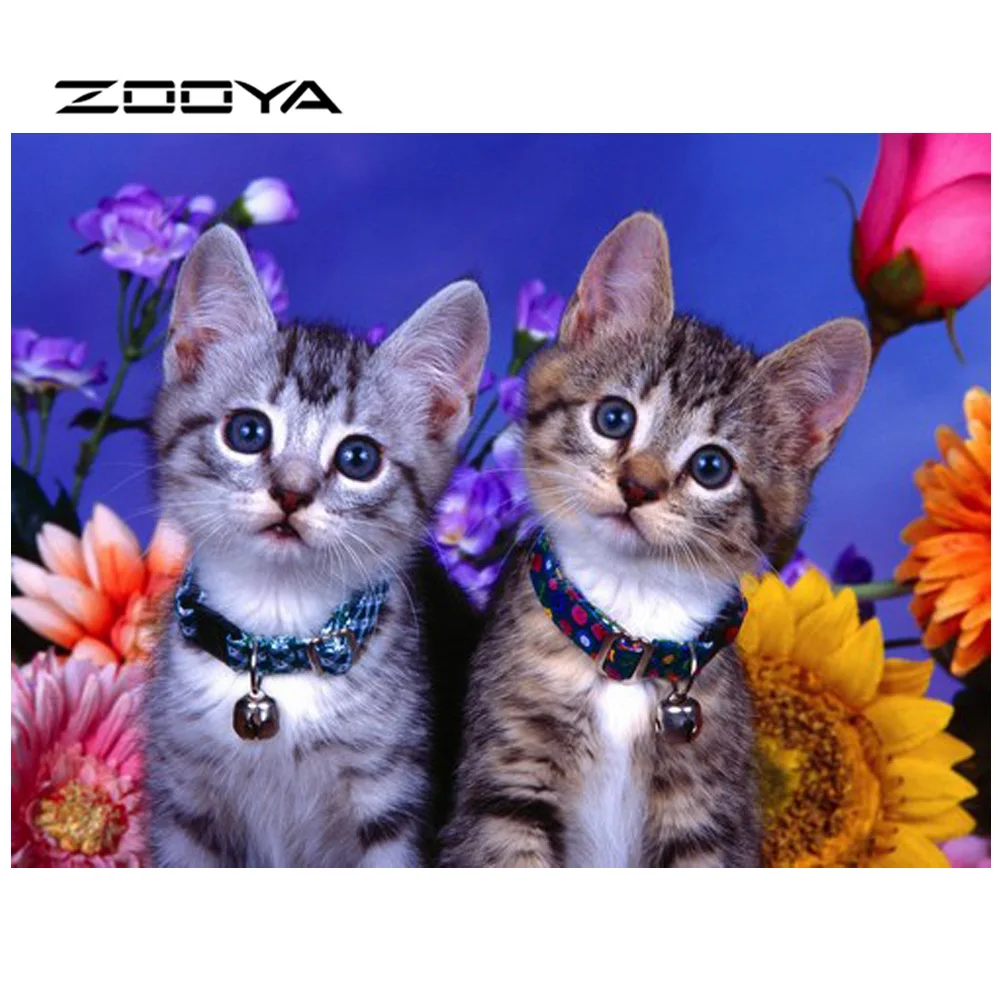 ZOOYA Алмазная картина кошка цветок вышивка полный пакет 5D DIY Декор из алмазной