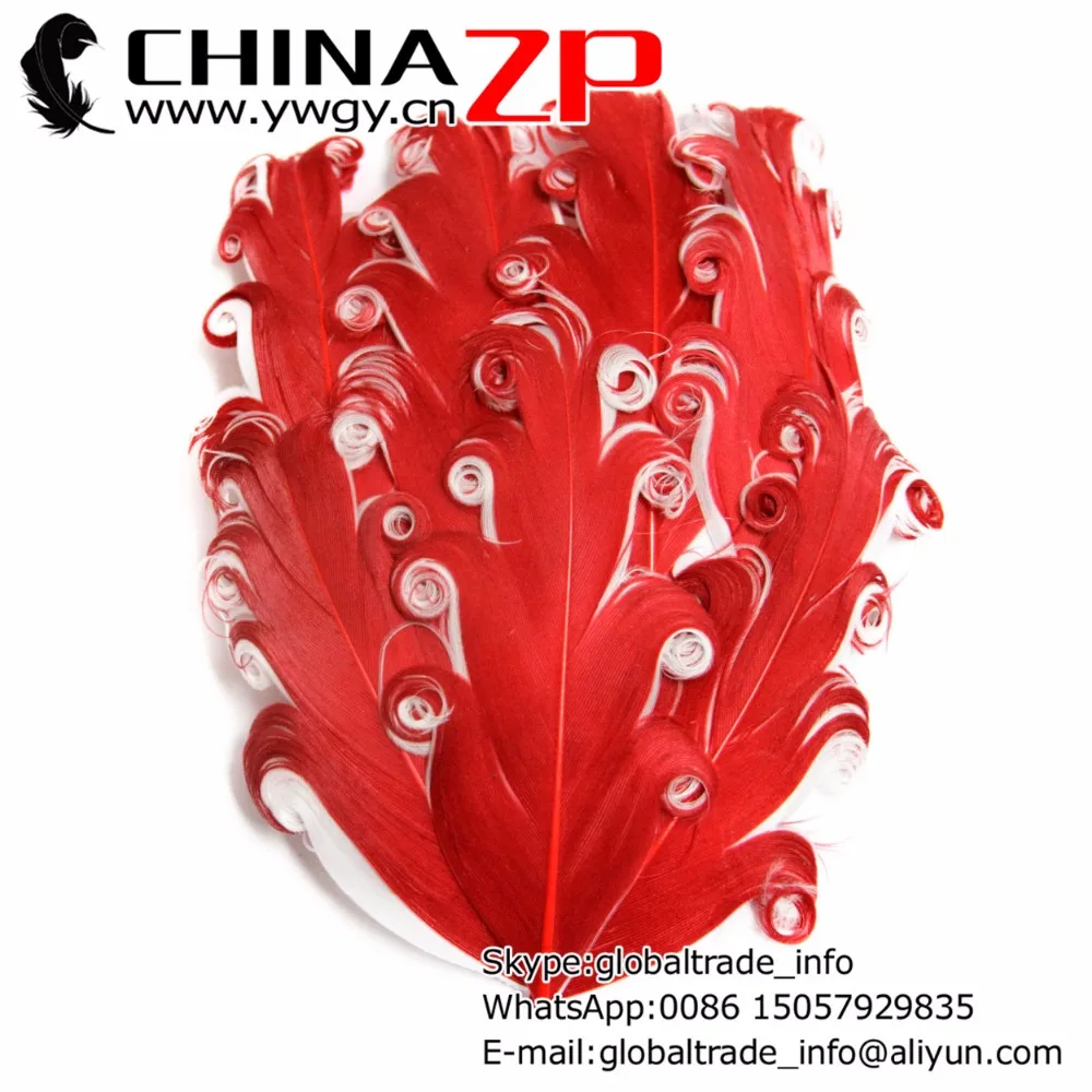 

Leading Supplier CHINAZP Factory 50pcs/lot Colorful Dyed Red and White Nagorie Goose Feather Pad