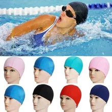 Tamaño libre de la tela protege las orejas de pelo largo deportes Siwm piscina gorra sombrero deportivo ultrafino gorras de baño para adultos hombres las mujeres(China)