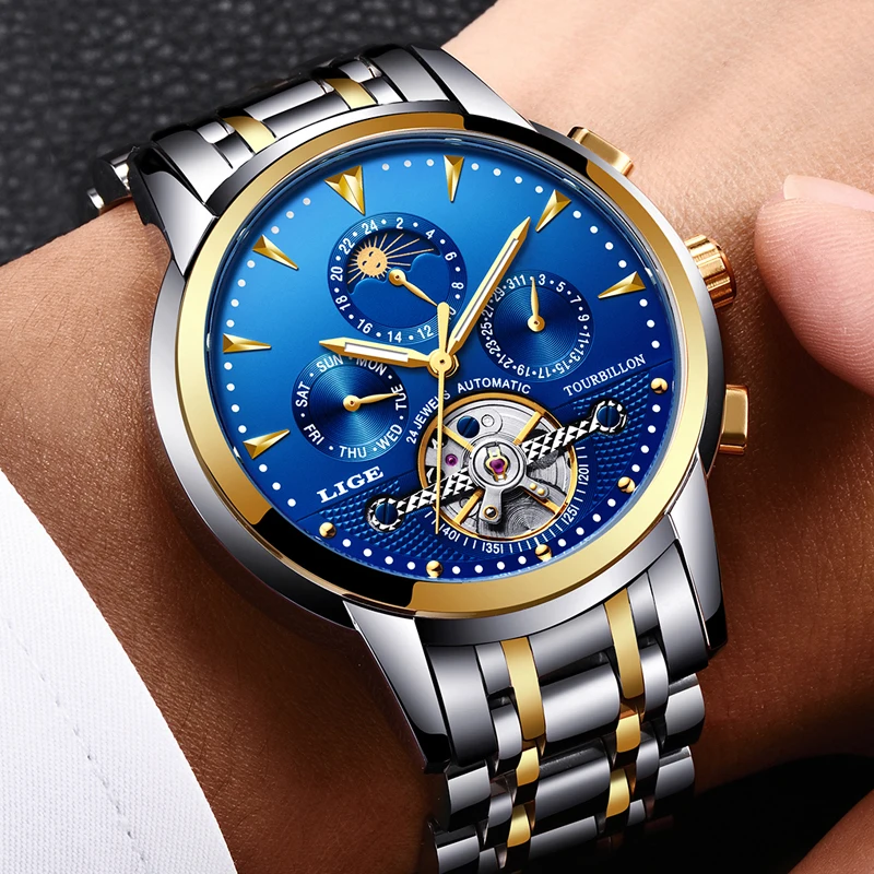 LIGE Mens Watches Top Luxury Brand Business Automatic Mechanical Watch Men Waterproof Sports Full Steel Clock Relogio Masculino
LIGE Mens Watches Top Luxury Brand Business Automatic Mechanical Watch Men Waterproof Sports Full Steel Clock Relogio Masculino