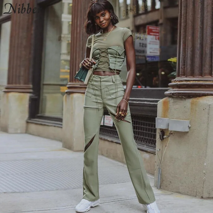 Nibber spring fashion Hollow design Flare Pants women high street office ladies Casual pantalones mujer Solid color Slim pants
Nibber spring fashion Hollow design Flare Pants women high street office ladies Casual pantalones mujer Solid color Slim pants