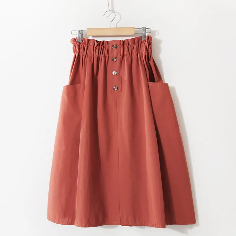 8 Colors Womens Casual Midi Skirt Elastic High Waist Front Button Pockets Ladies Summer Skirts Fashion Loose Plus Size Skirt
8 Colors Womens Casual Midi Skirt Elastic High Waist Front Button Pockets Ladies Summer Skirts Fashion Loose Plus Size Skirt