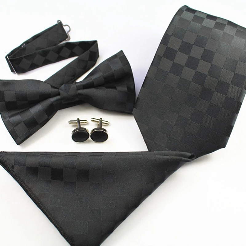 8cm Black Plaid Tie Hanky Cufflinks Sets Men's Silk Bow Ties for Men Wedding Party Groom Gravata
8cm Black Plaid Tie Hanky Cufflinks Sets Men's Silk Bow Ties for Men Wedding Party Groom Gravata