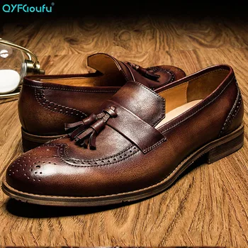 QYFCIOUFU Tassel Men Dress Shoes Formal Business Work Soft Office Genuine Leather Pointed Toe For Men's Brogue Oxford Flats
QYFCIOUFU Tassel Men Dress Shoes Formal Business Work Soft Office Genuine Leather Pointed Toe For Men's Brogue Oxford Flats