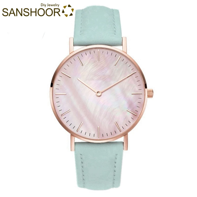 SANSHOOR Customzied 11 Colors Pink Shell Watch With Genuine Leather Strap Fit Diy Keeper Bracelet For Women Christmas Gifts 1pcs
SANSHOOR Customzied 11 Colors Pink Shell Watch With Genuine Leather Strap Fit Diy Keeper Bracelet For Women Christmas Gifts 1pcs