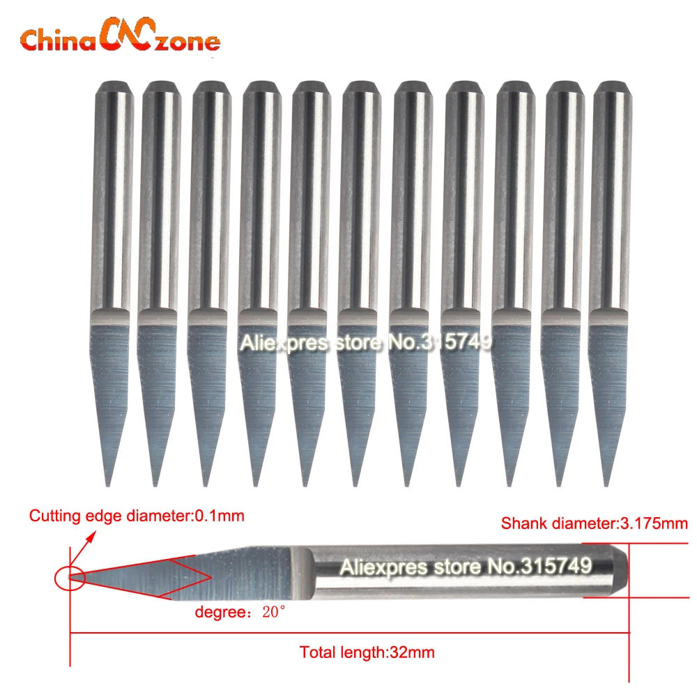 10pcs 3.175mm Tungsten Milling Cutter Carbide 1/8" Shank 20 Degree R0.1 PCB Engraving CNC Tools Bits End Mill
10pcs 3.175mm Tungsten Milling Cutter Carbide 1/8" Shank 20 Degree R0.1 PCB Engraving CNC Tools Bits End Mill