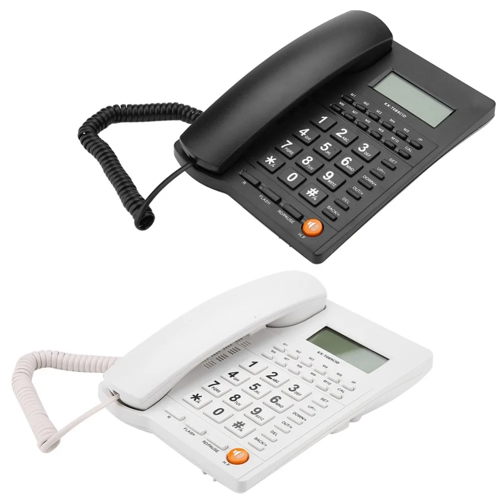 

5-group Speed Dial Desktop Corded Telephone Data Calculation Corded Phone with Speakerphone White Black