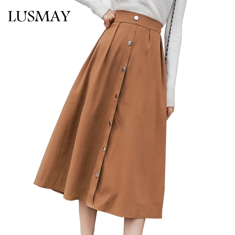 Button Midi Skirts Women 2018 Autumn New Fashion Cotton Elastic High Waist A Line Skirt Vintage Casual Khaki Black Skirt Female
Button Midi Skirts Women 2018 Autumn New Fashion Cotton Elastic High Waist A Line Skirt Vintage Casual Khaki Black Skirt Female