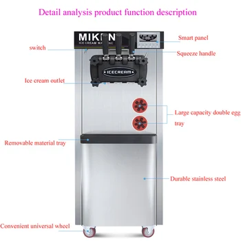 

factory 22L/H floor standing 3 flavors soft service ice cream mixer machine with CE certification