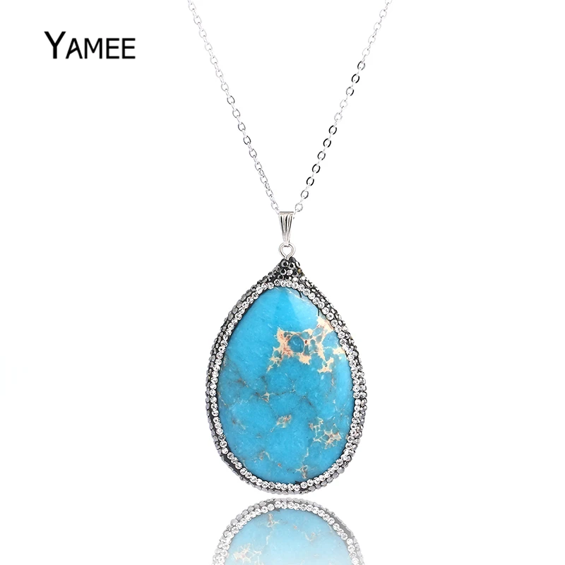 30*50m Sediment Stones Charms Blue Red pendant zircon necklace Water drop simple necklace chokers Vintage Women necklace jewelry
30*50m Sediment Stones Charms Blue Red pendant zircon necklace Water drop simple necklace chokers Vintage Women necklace jewelry