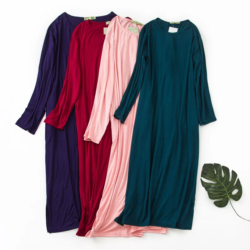Summer Nightshirt Thin Soft Modal Nightgowns Long Sleeve Sleepshirts Solid Big Size Sleepwear Women Night Dress
Summer Nightshirt Thin Soft Modal Nightgowns Long Sleeve Sleepshirts Solid Big Size Sleepwear Women Night Dress