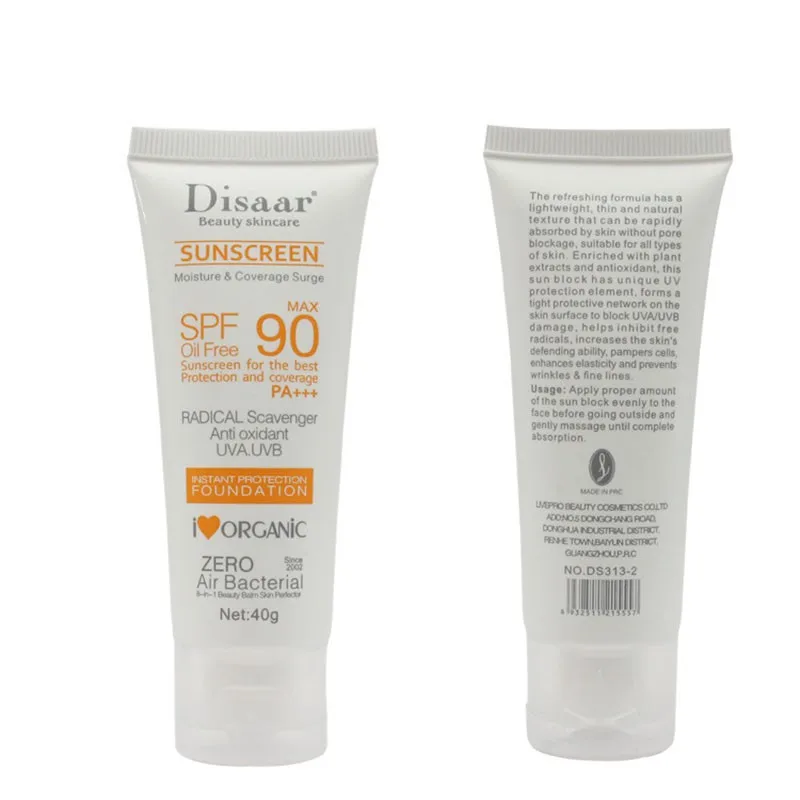 

40g Facial Sunscreen Cream Beauty Skin Care SPF 90 Oil Free Radical Scavenger Anti Oxidant UVA/UVB Britening Anti Sun Day Cream