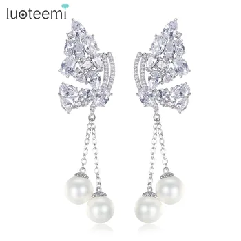 Luoteemi Silver Color Fashion CZ Crystal Butterfly With Synthetic Pearl Long Dangle Drop Earrings for Women Wedding Jewellry
Luoteemi Silver Color Fashion CZ Crystal Butterfly With Synthetic Pearl Long Dangle Drop Earrings for Women Wedding Jewellry