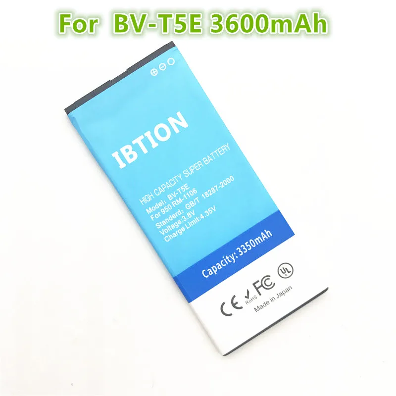 IBTION BV-T5E / BVT5E / BV T5E 3600mAh Replacement Batteries For Microsoft Lumia 950 Battery RM-1106 RM-1104 RM-110 battery
IBTION BV-T5E / BVT5E / BV T5E 3600mAh Replacement Batteries For Microsoft Lumia 950 Battery RM-1106 RM-1104 RM-110 battery