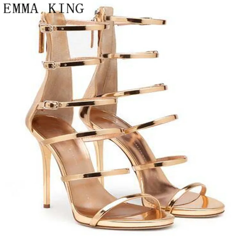 New European Roman Sandals Thin Buckle Stiletto High Heels Sexy Hollow Women's Shoes | Обувь