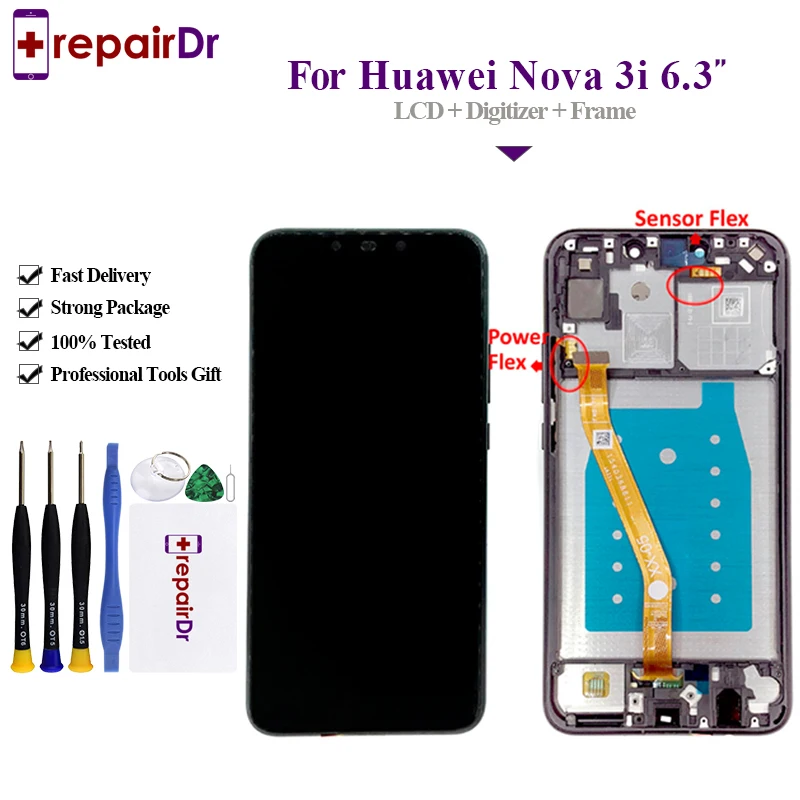 5PCS For Huawei Nova 3i Lcd DIsplay Touch Screen Digitizer Assembly + Frame Original For Nova 3i/P Smart Plus Lcd Screen+Tools
5PCS For Huawei Nova 3i Lcd DIsplay Touch Screen Digitizer Assembly + Frame Original For Nova 3i/P Smart Plus Lcd Screen+Tools